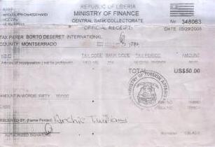 Official Receipt of Registration